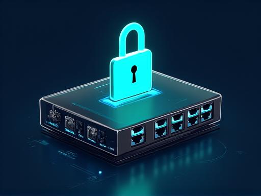 Network router with a padlock icon indicating security